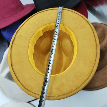 Chapéu Fedora Novo de Camurça 2023 Masculino e Feminino Outono Chapéu Panamá Jazz Estilo Britânico Elegante Retrô Fedora Chapéu de Aba Larga