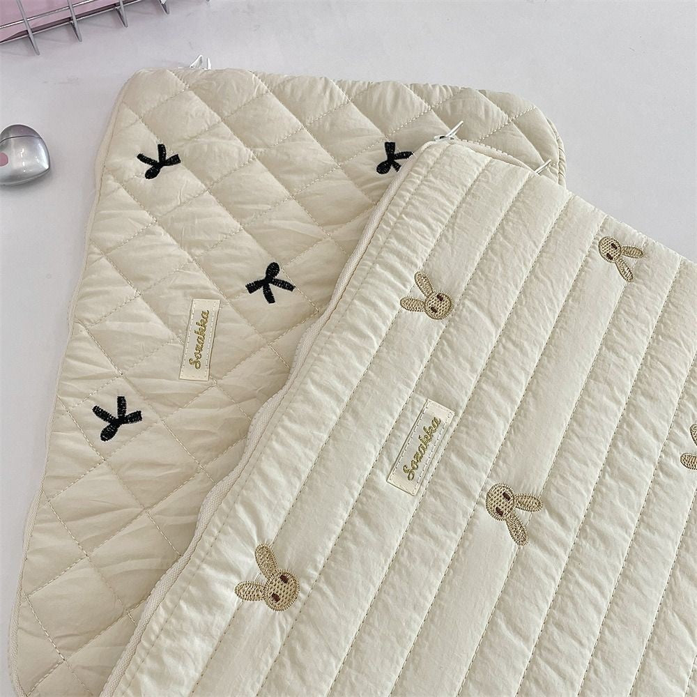 Fashion Rabbit Laptop Sleeve Case Bowknot Broken Flowers Laptop Bag Ultra Thin 11/13/15 inch Tablet Protective Pouch