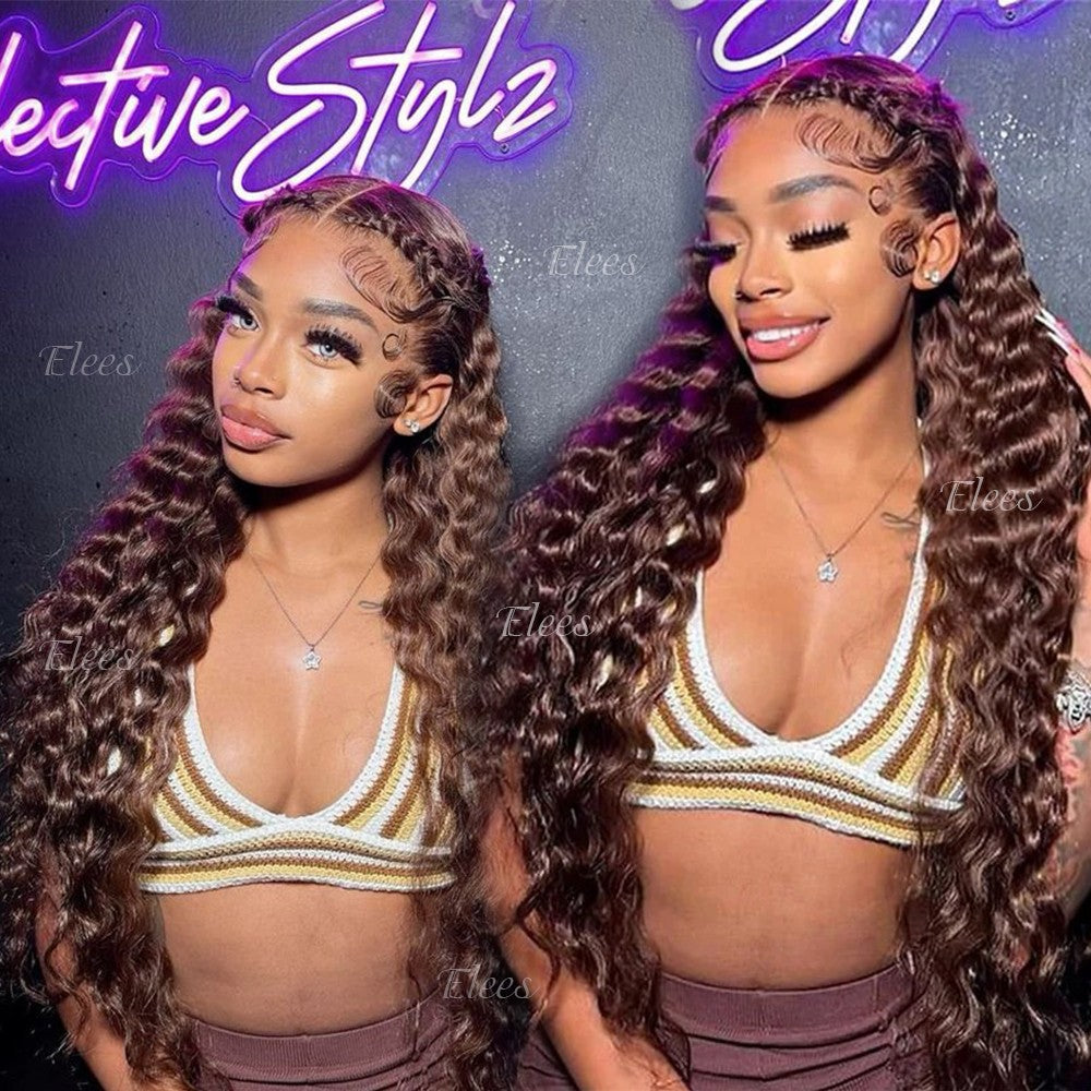 Cabelo Castanho com Fechamento, Cachos Soltos, Cabelo Humano Brasileiro Virgem 12A, Cachos Soltos e Profundos, Cabelo Cru
