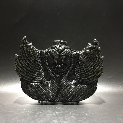 XIYUAN Pink/Black/Blue/Gold Crystal Evening Clutches Bag Hollow Out Women Metal Clutch Purse Wedding Party Prom Dinner Handbag