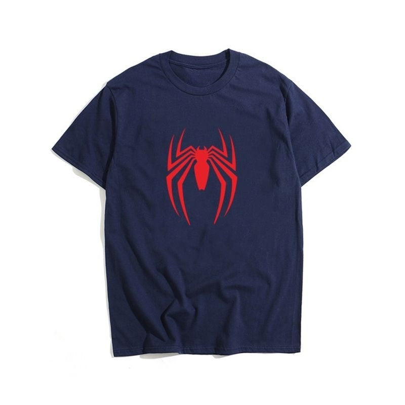Latest Marvel Spider-Man Logo Loose Hip Hop Cotton Short Sleeve Marvel Movie Peripheral Summer T-Shirt Men