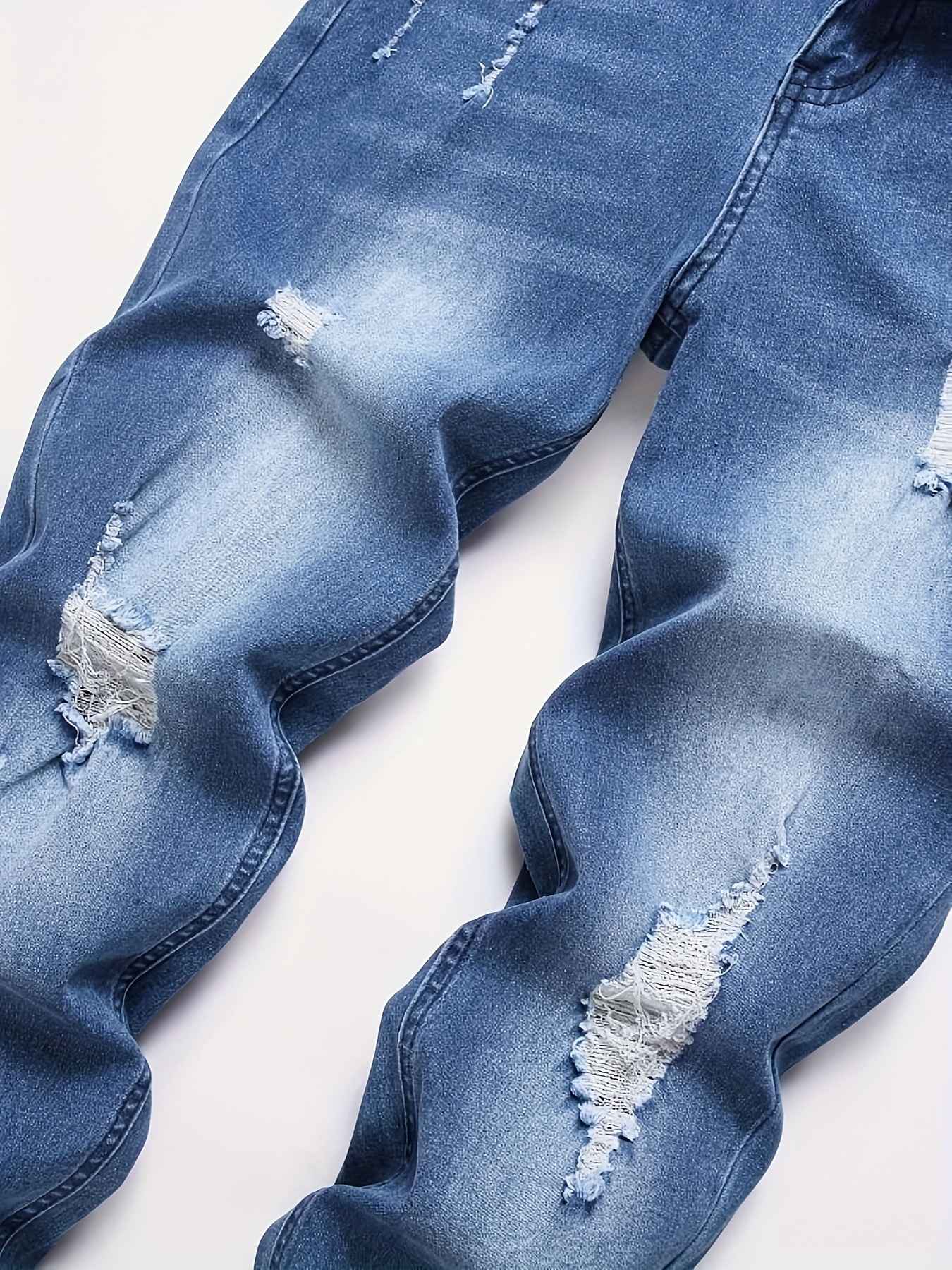 Men's slim fit ripped jeans with street style stretch denim pants