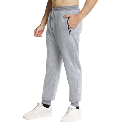 Novas Calças de Moletom Masculinas com Zíper Lateral Bolsos Jogger Calças de Treino Elástico Cintura Esporte Casual Calças Larga Fitness Academia Roupas