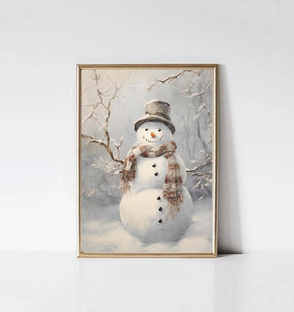 Santa Claus Christmas Tree Canvas Print Snow Landscape Paint Winter Christmas Wall Art Poster for Modern Living Room Home Decor