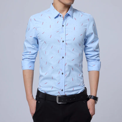 New Arrival 2025 Spring Men's Long Sleeve Shirts | Fashionable Single-Breasted Cotton Shirt in Blue Green Khaki Grey | Available