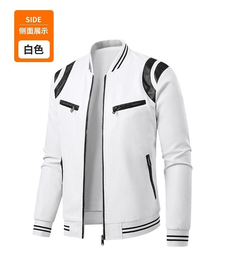 Spring and Autumn New Fashion Trend Retro Motorcycle PU Leather Jacket Men's Casual Loose Sports Large Size High Quality Coat