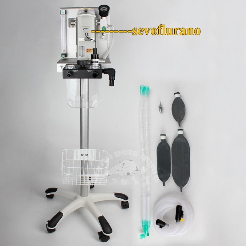 Máquina de Anestesia Veterinária para Animais Cães Gatos Equipamento de Anestesia Veterinária com Carrinho