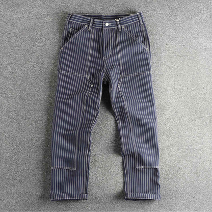 2025 Spring New American Retro Amekaji Heavyweight Woven Cargo Pants Men's Simple 100% Cotton Washed Straight Casual Trousers