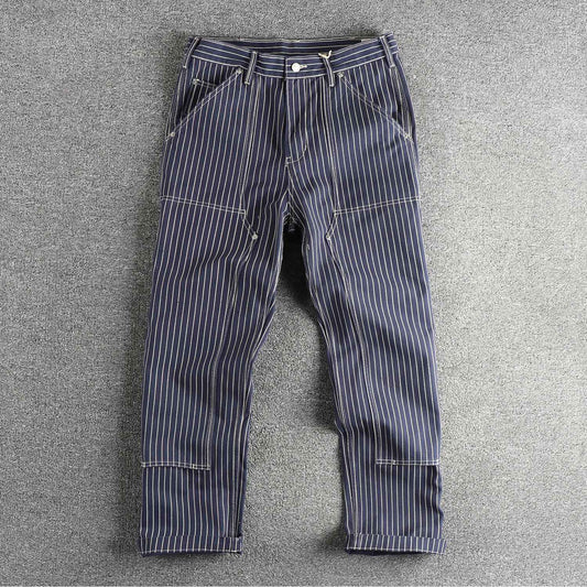 2025 Spring New American Retro Amekaji Heavyweight Woven Cargo Pants Men's Simple 100% Cotton Washed Straight Casual Trousers