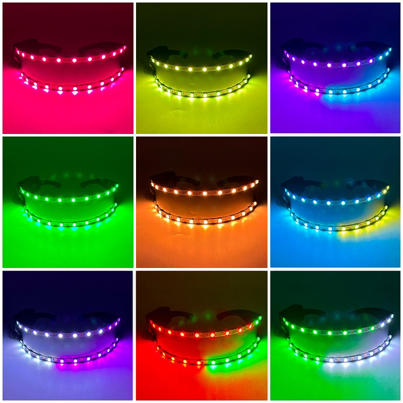 Cyberpunk Futuristic Luminous Glasses Rave Cyber light up Goggles LED glowing visor glasses for EDM music show props