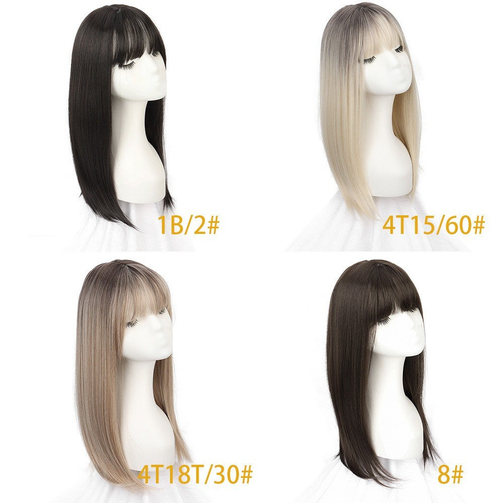 Aplique Capilar Feminino Sintético com Franja - Extensão de Cabelo Fina e Respirável Loira, Topper Capilar para Mulheres, Peruca de Cabelo Falso
