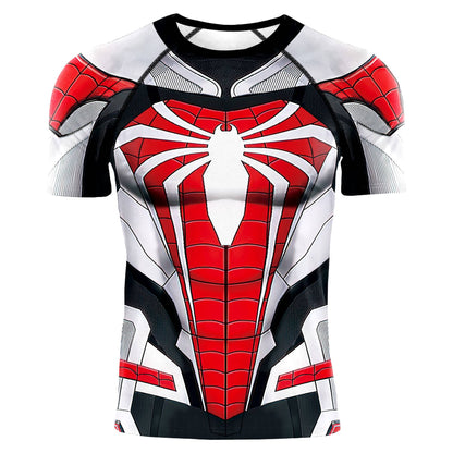 Superhero Movie Print Fitness Gym Compression T Shirt for Men Fitness Clothing Tops Fighting Tee Quick Dry Sport Jersey Shirt