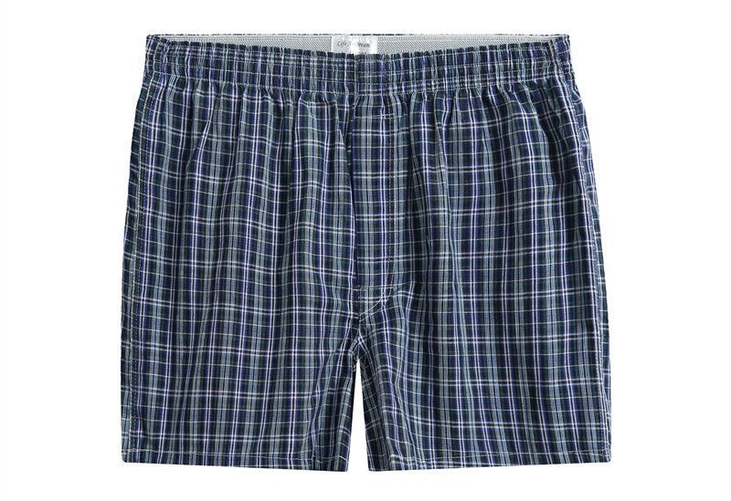 4Pcs Boxer Men Underwear Cotton Man Short Breathable Plaid Woven Shorts Boxer Male Underpants Plus Size Pajamas Sleep Bottoms