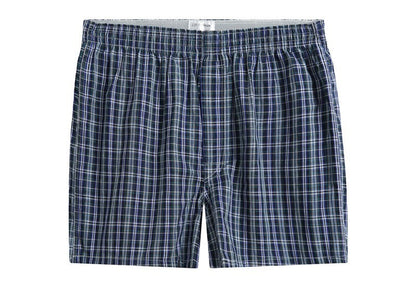4Pcs Boxer Men Underwear Cotton Man Short Breathable Plaid Woven Shorts Boxer Male Underpants Plus Size Pajamas Sleep Bottoms