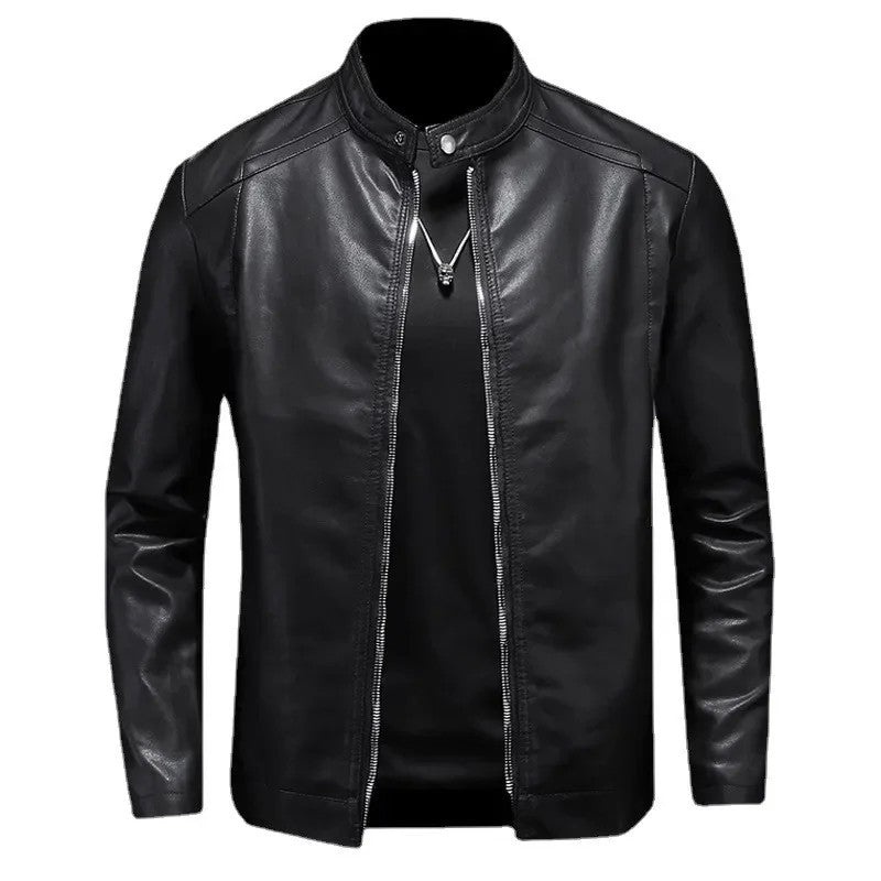 Leather Men's Jacket Spring and Autumn Casual Motorcycle Armored Jacket Black Motorcycle PU Leather Jacket Men's Clothing M-5XL