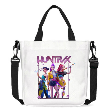Kawaii KPop Demon Hunters Fashion Shoulder Bag Cartoon Handbag Large Capacity Crossbody Bag Portable Canvas Storage Bags Gift