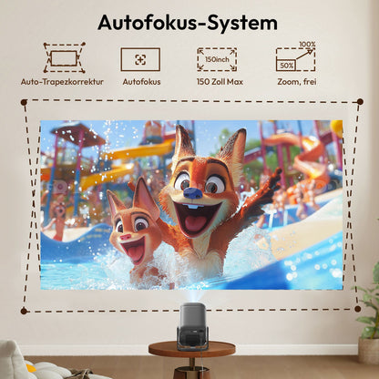 XGODY 4K Projector 450ANSI Android 11 Beamer Autofocus & Keystone 1080P 360° Rotation Wifi6 BT5.2 Portable Movie Outdoor Airmous