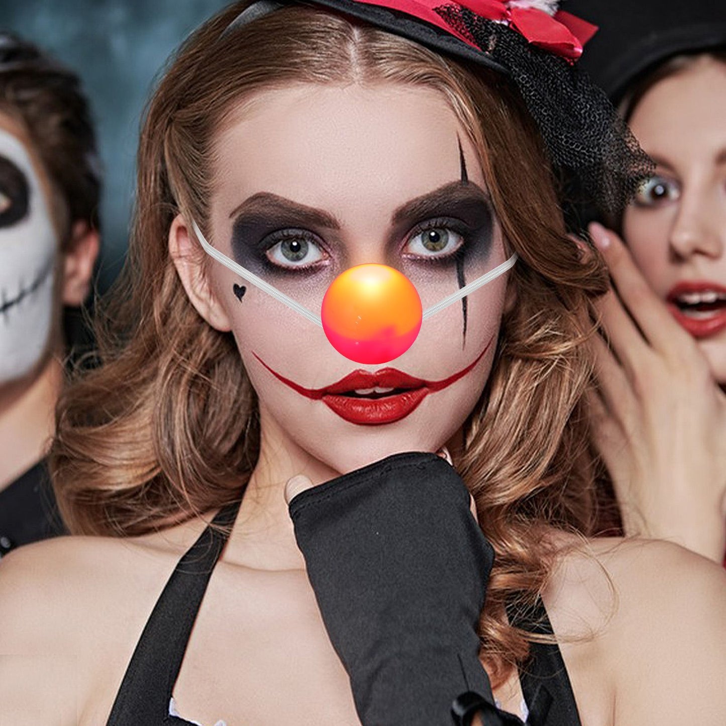 1pcs Light Up Clown Nose Red Glowing Led Novelty Circus Prop For Halloween Party Adult Cosplay Accessory Reindeer Decor