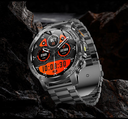 Smartwatch Militar Novo 2025 Bateria 1000mAh Monitoramento Fitness 10ATM À Prova D'Água Táticas Esportivas Lanterna Pulseira para Chamadas Masculino