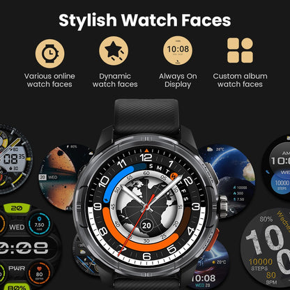 Smartwatch GPS HAYLOU Solar Ultra, Tela AMOLED de 1,6", 5ATM à prova d'água, GPS integrado, Chamadas telefônicas Bluetooth, Relógio inteligente esportivo