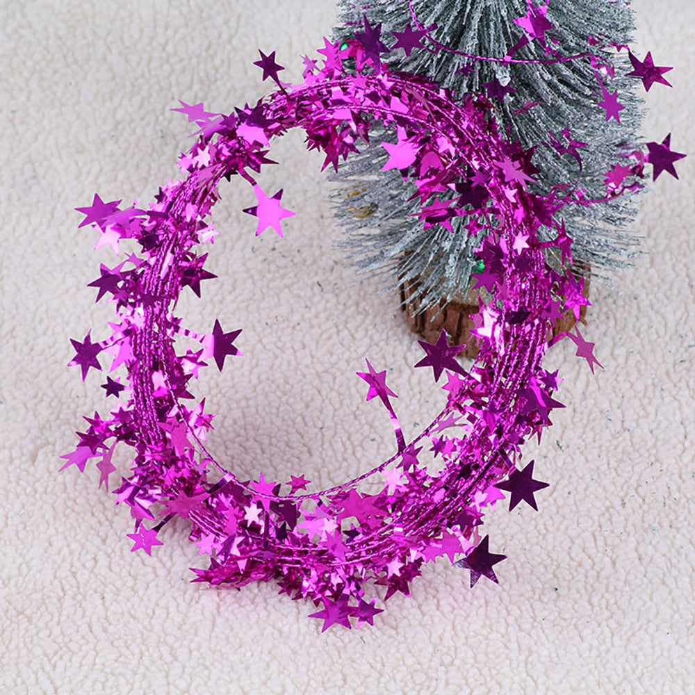 7.5m/8.2Yard Christmas Tree Decor Gold Silver Red Sparkly Star Wire Christmas Decorations Xmas Home Party Birthday Party Wedding