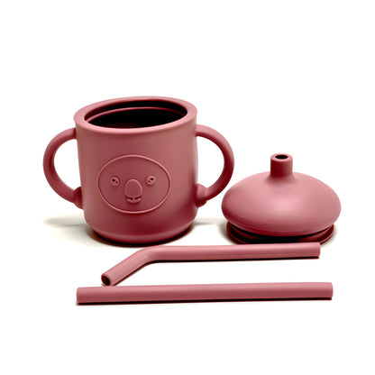 Silicone Learning Mug With Straw Children's Drop Resistant High Temperature Training Cup With Lid Baby Silicone Mug