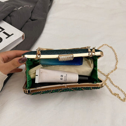 Luxury Women's Evening Bag Sparkling Rhinestone Handbag Fashion Chain Crossbody Bag Elegant Wedding Dress Party Banquet Clutch