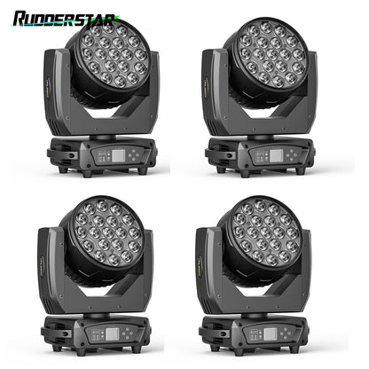 4PCS 19x15W Moving Head Light Beam RGBW Stage Effect Lighting Projector Zoom Wash Lights for Party Concert Theater Live Show Bar