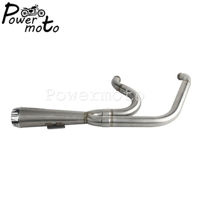 Big Bore Stepped 1 3/4" to 2" head pipe 2-into-1 Exhaust Pipe For Harley Dyna Fat Bob CVO Low Rider Street Bob Super Glide 06-17