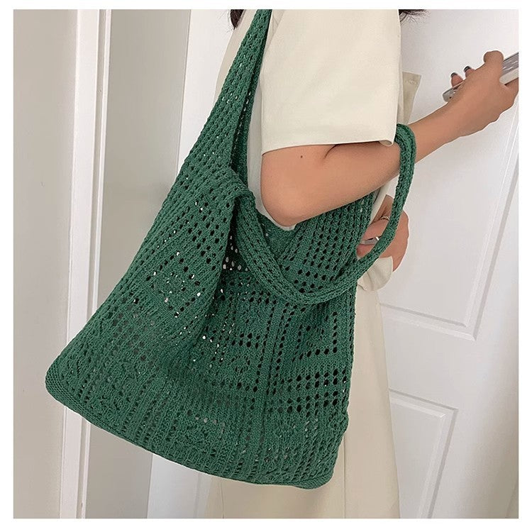 Bohemian Crochet Tote Bag for Women Handwoven Macrame Shoulder Bag with Hollow Knit Design Elegant Christmas Gift for Her, Beach
