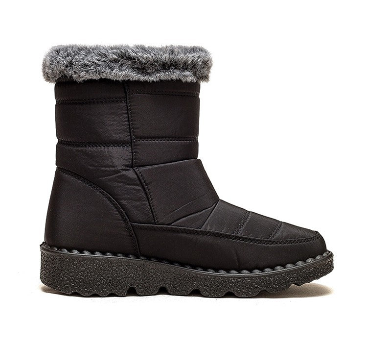 Women's Boots 2025 Trend Snow Boots With Fur Winter Shoes Woman Low Heels Footwear Winter Boots Women Combat Middle Botas Mujer