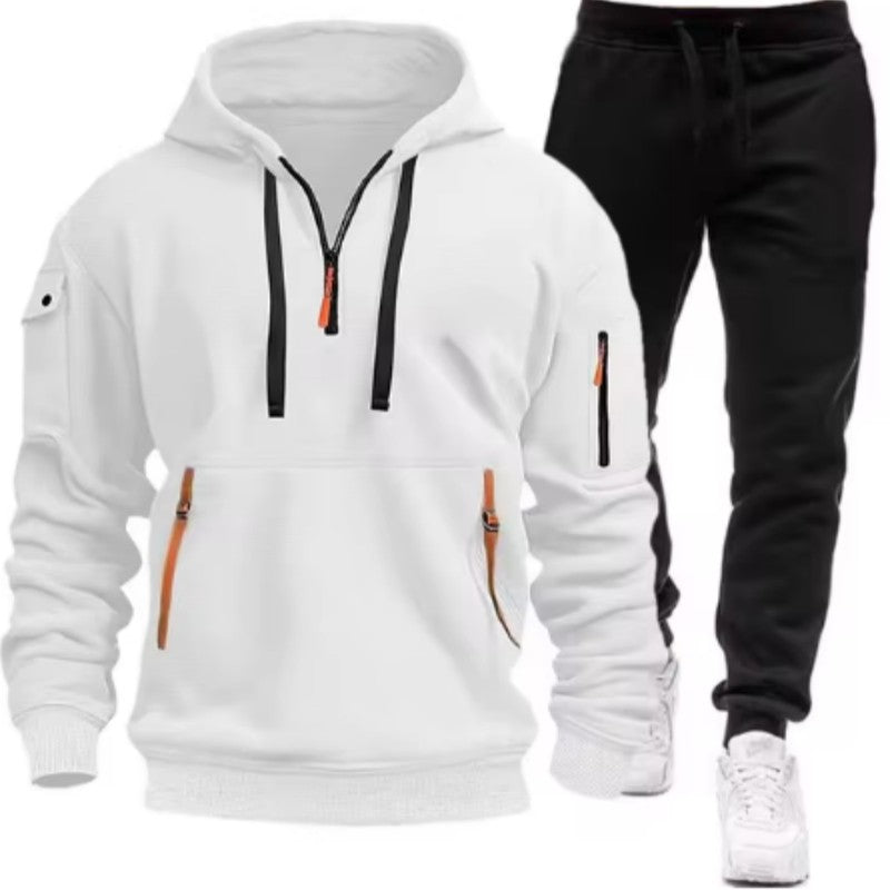 Men Tracksuit Casual Joggers Hooded Sportswear Jackets And Pants 2 Piece Sets Hip Hop Running Sports Suit S-XXXL