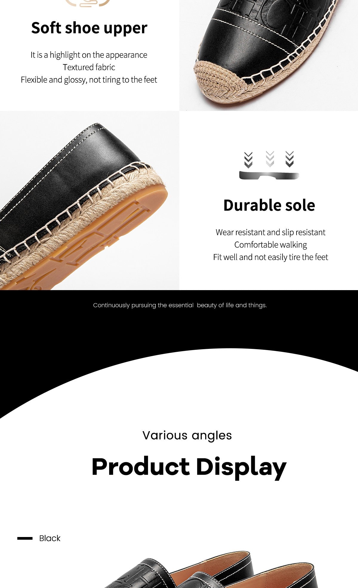 CHCH Women's Beach Shoes 2025 New Anti slip Handmade Hemp Bottom Flat Shoes Mommy Gift Casual Shoes