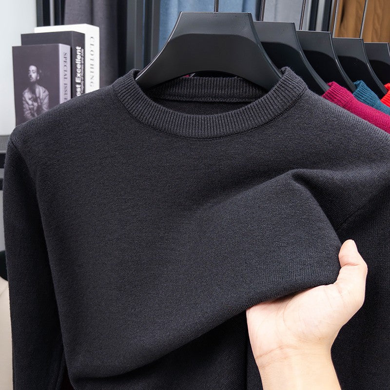 2025 New Men's Casual Sweater Round Neck Long Sleeve Knitted Sweater Diamond Pattern Fashion Versatile Top