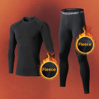 Men's Clothing Winter Warm Undershirts Plush Thermal Underwear Set Elastic Compression Tights Fitness Men's Track Suit Set