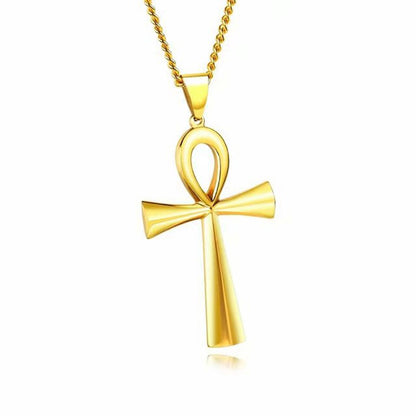 1 Amuleto Pingente Egípcio Ankh Crucifixo Colares Pingentes Aço Inoxidável Símbolo da Vida Colares Cruz Joias