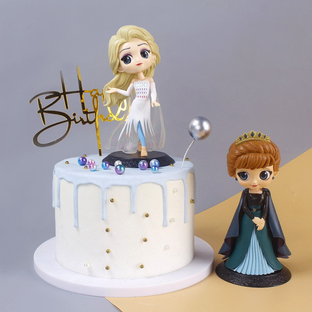Miniso 14cm Princesas Q Posket Bonecas Elsa Anna Mulan Tinker Bell Elsa Aladdin kawaii Brinquedo para Bolo Decoração Modelo menina presente