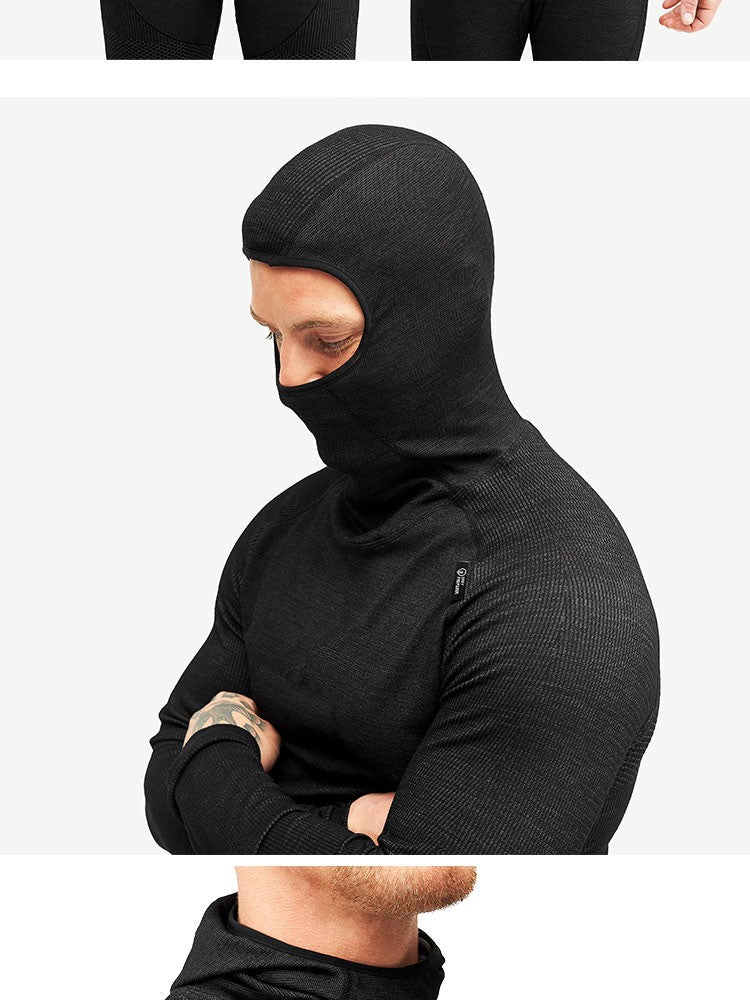 Outdoor men's and women's ski base set Merino wool thermal underwear multi-functional compression clothes running training cloth