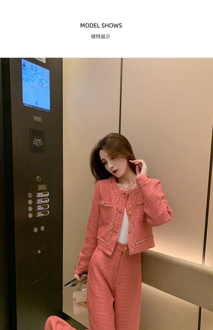 New  High Quality Women's Spring Temperament Slim Senior Sense of Small Dress Ladies Wide Leg Pants Two-piece Set