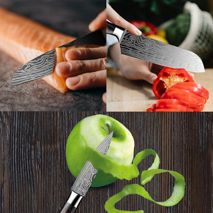 MDHAND Conjunto de Facas de Cozinha com 5 Peças, Lâmina Forjada Afiada de Aço Inoxidável de Alto Carbono e Cabo Ergonômico de Pakkawood