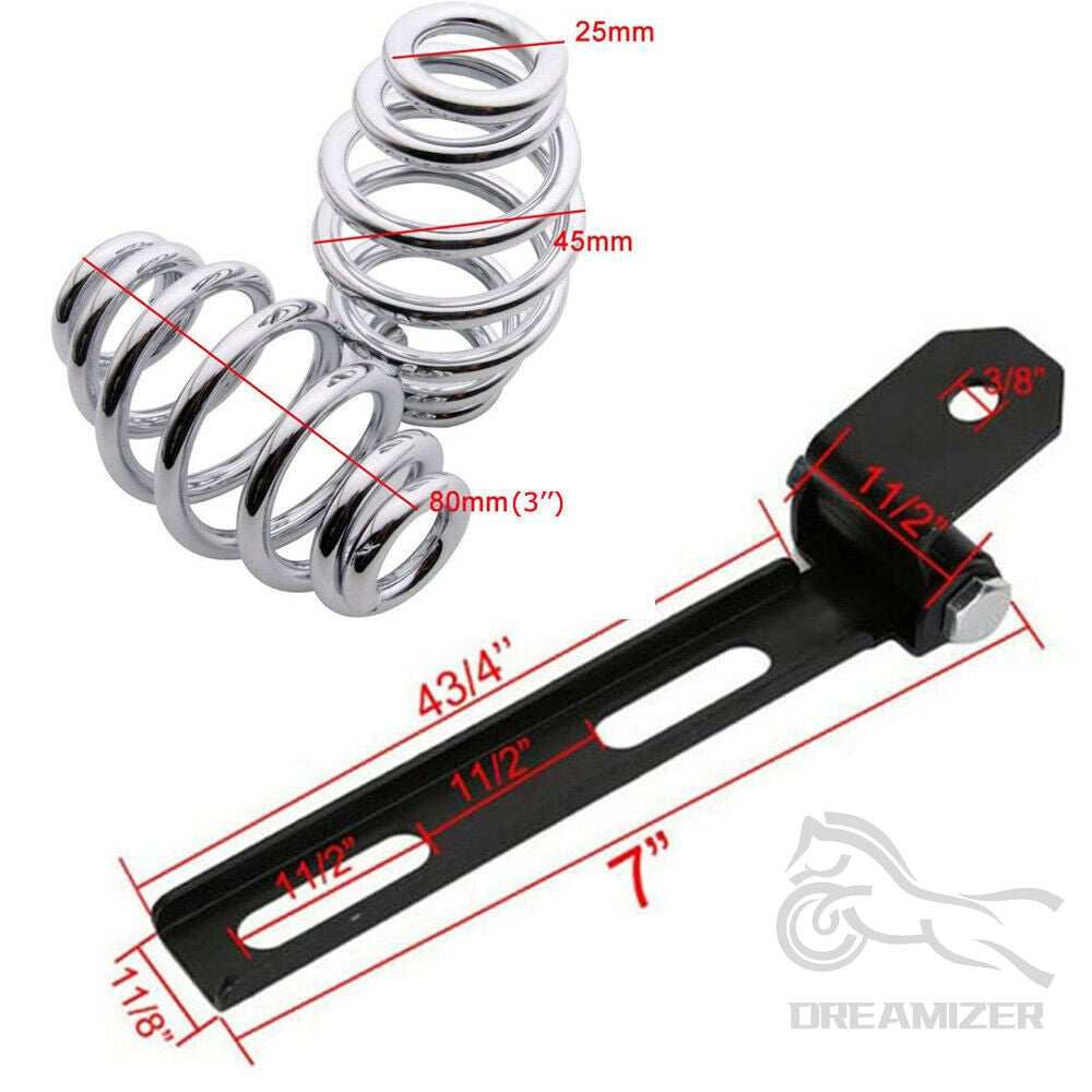 1 CONJUNTO de Assento Solo de Couro Retrô para Moto com Suporte de Mola de 3" para Harley Custom Chopper Sportster Bobber Honda Yamaha Kawasaki