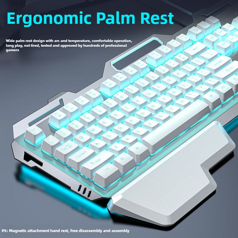 Conjunto de teclado e mouse gamer com fio, retroiluminação colorida, 104 teclas, painel de metal, teclado com sensação mecânica para laptop e desktop