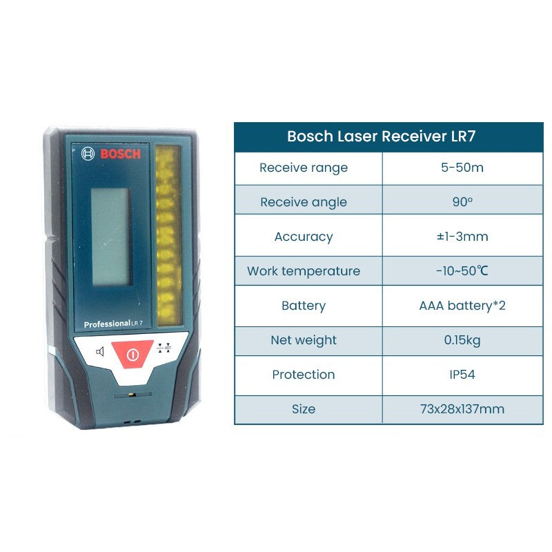 Bosch LR7 Medidor de Nível a Laser Vermelho e Verde Profissional 3D 3 Planos 12 Linhas Feixe Gradiente Projeção Medidor de Distância