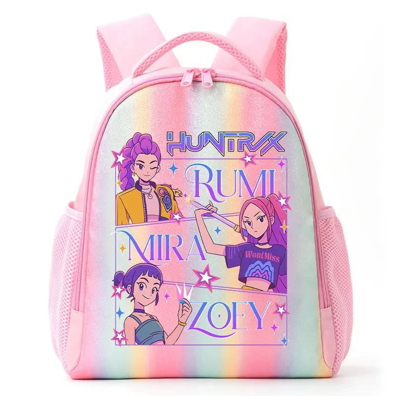 Mochila de Caçadores de Demônios KPop Estampa de Desenho Animado Anime Bolsas de Ombro para Estudantes Organizador de Papelaria Grande Capacidade Presentes de Volta às Aulas