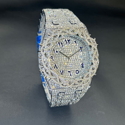 Hot Fashion Full Diamond Watch Men MISSFOX Brand Hip Hop lced Qut Bling Jewelry Flower Quartz Wristwatch For Man Dropshipping