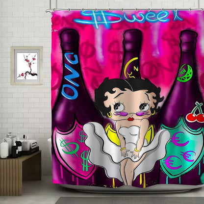 Cute B-Betty Boop Printing Bathroom Shower Curtain Polyester Waterproof And Mildew Proof Home Decoration Curtain