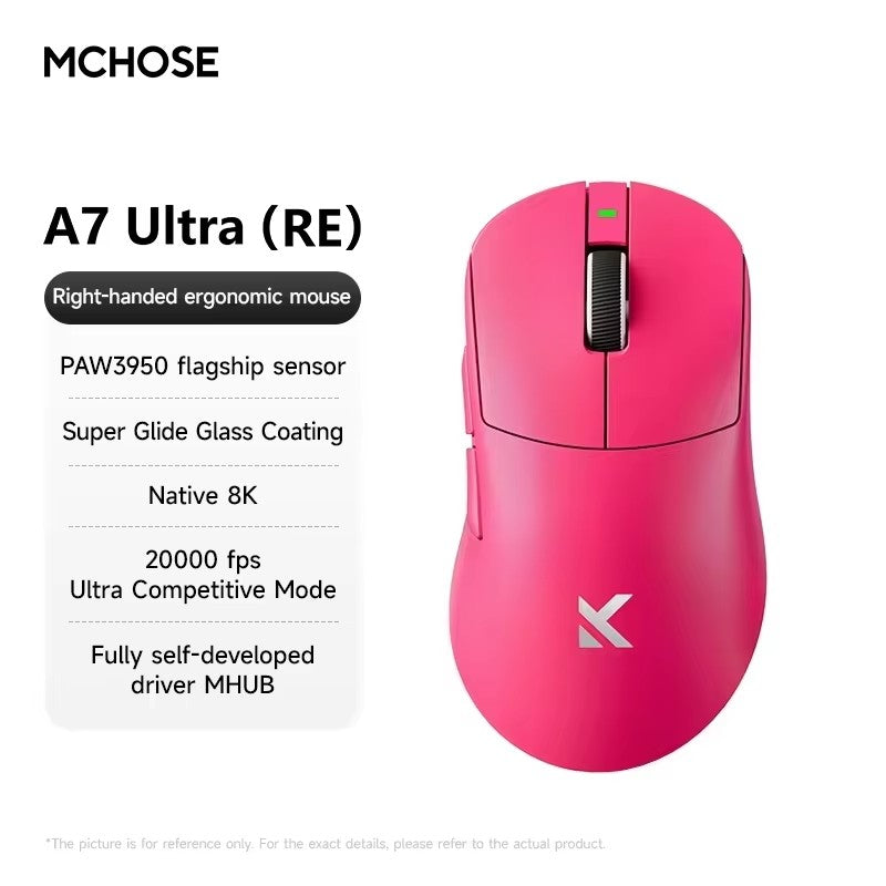 MCHOSE A7 Ultra Mouse Gamer Sem Fio Sensor de Alta Precisão Pixart3950 Design Leve Taxa de Polling de 8000Hz Chip Principal Realtek