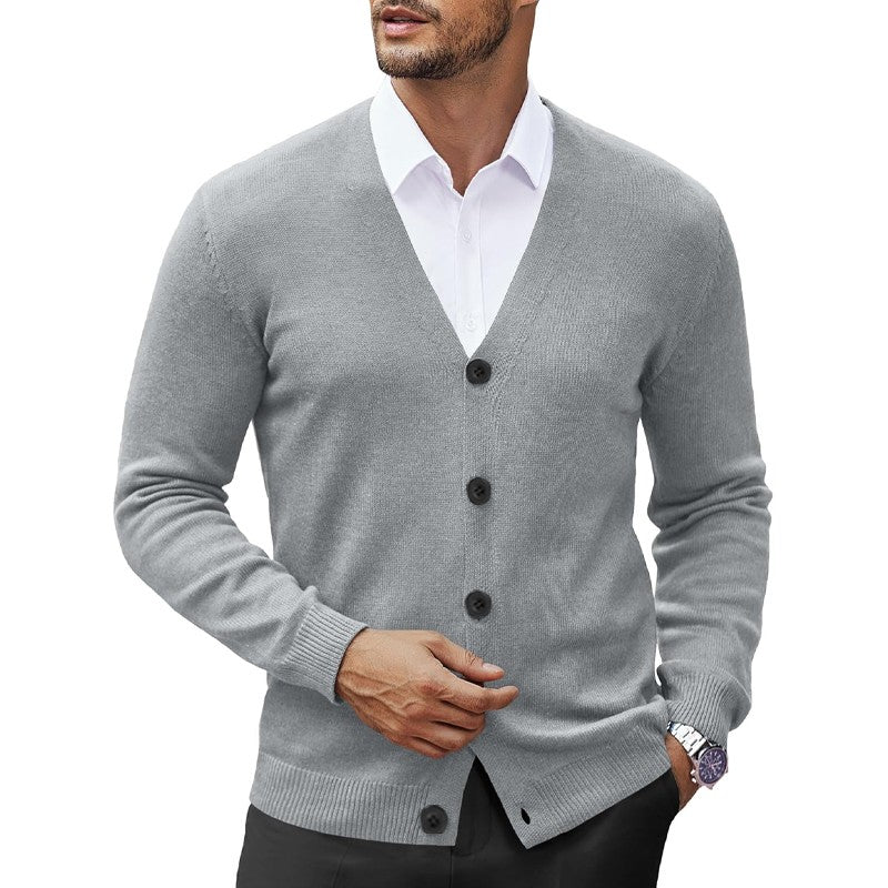 New Men's V Neck Cardigan Sweatcoats Casual Lightweight Button Down Knitted Cardigan Sweater Outdoor Streetwear