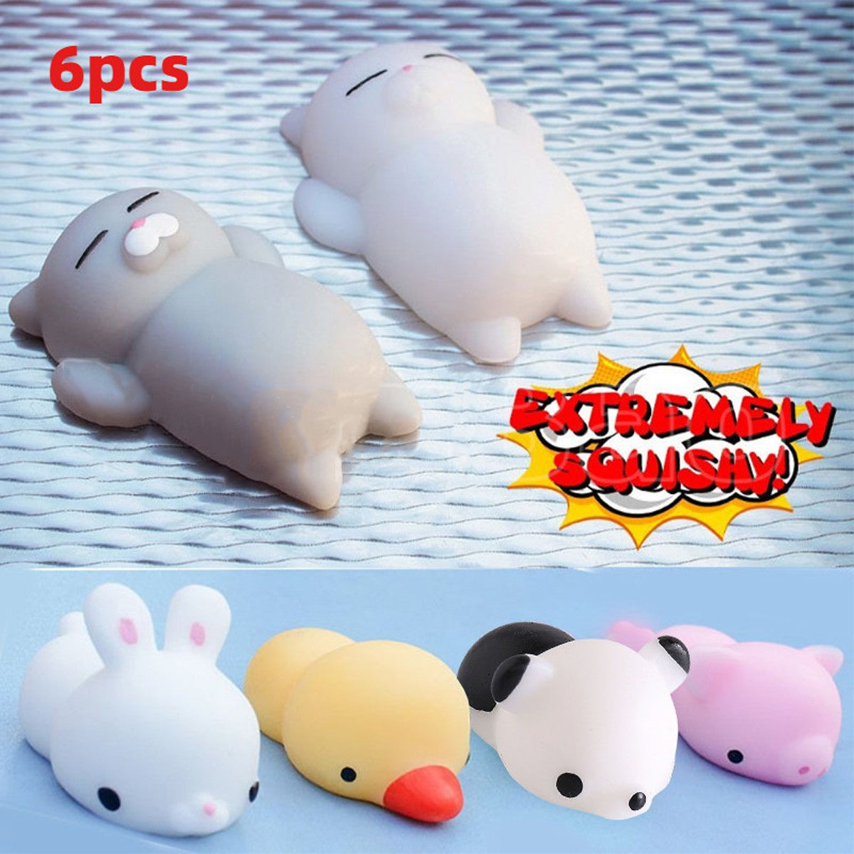4/5/6PCS Kawaii Squishies Mochi Animal Antistress Toys Stress Relief Ball Relaxing Mood Squeeze Gifts Party Favors for Birthday