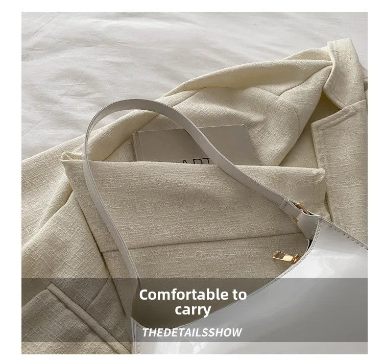 Women's Patent Leather Handbag Versatile Fashion Shoulder Casual Commuting Bags Girl Brand Designer Zipper Handbag Korean 2025